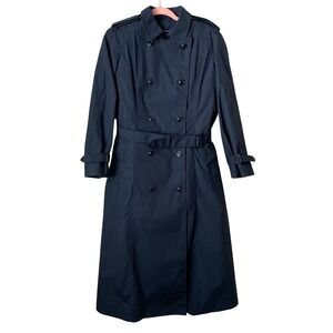 US Air Force All Weather Trench Coat Womens 12R Navy Blue Belted Removable Liner